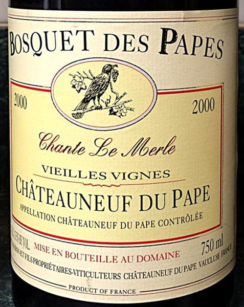 圖片 Domaine Bosquet des Papes Chateauneuf-du-Pape Chante le Merle Vieilles Vignes 2000博斯凱香緹梅樂老藤紅葡萄酒 2000